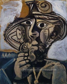 Homme à la pipe pour Jacqueline 1971 Cubisme Peinture à l'huile